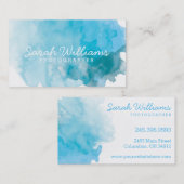 Carte de visite bleu d'aquarelle (Devant / Derrière)