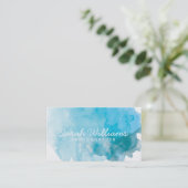 Carte de visite bleu d'aquarelle (Debout devant)