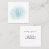 Carte de visite bleu d'aquarelle bonjour (Devant / Derrière)