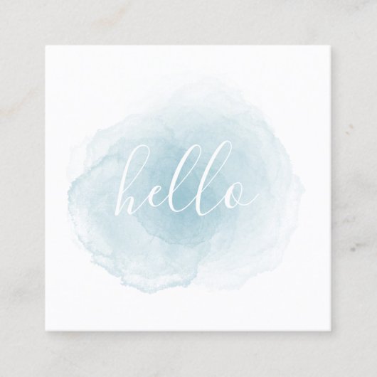 Carte de visite bleu d'aquarelle bonjour (Devant)