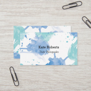 Carte de visite bleu d'aquarelle créatif