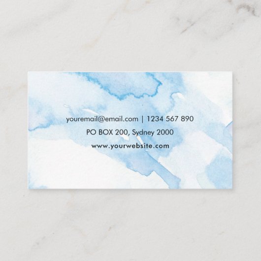 Carte de visite bleu d'aquarelle pour des (Dos)