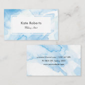 Carte de visite bleu d'aquarelle pour des (Devant / Derrière)