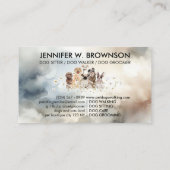 Carte De Visite Bleu de beaux chiens dans Daisies Aquarelle Arrièr (Dos)