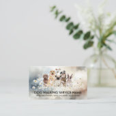 Carte De Visite Bleu de beaux chiens dans Daisies Aquarelle Arrièr (Debout devant)