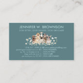 Carte De Visite Bleu de beaux chiens dans les marguerites (Dos)