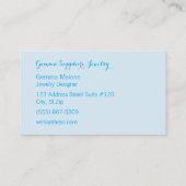 Carte de visite bleu de bijoutier de gemme (Dos)