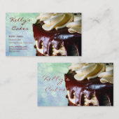 Carte de visite bleu de Bokeh de gâteau de crème (Devant / Derrière)