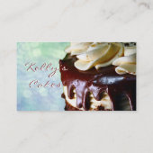 Carte de visite bleu de Bokeh de gâteau de crème (Dos)