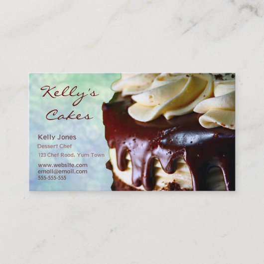 Carte de visite bleu de Bokeh de gâteau de crème (Devant)