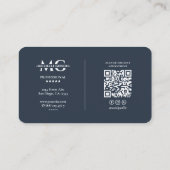 Carte De Visite Bleu de charbon de bois minimal professionnel (Dos)