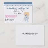 Carte de visite bleu de Childcare de coeurs (Devant / Derrière)
