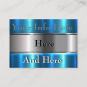 Carte De Visite Bleu de cobalt et voiture argentée de l'acier (Dos)