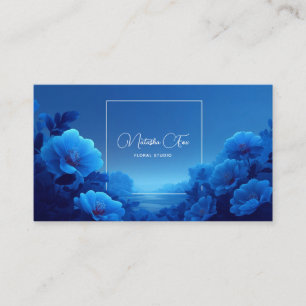 Carte De Visite Bleu de Cobalt Floral Géométrique Moderne Océan