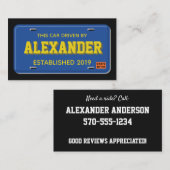 Carte De Visite Bleu de conducteur d'Uber Lyft et plaque (Devant / Derrière)