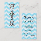 Carte de visite bleu de damassé de Chevron de (Devant / Derrière)