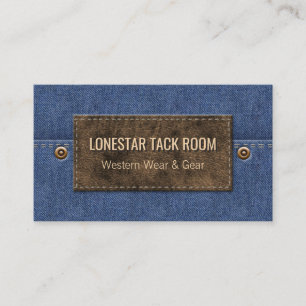Carte De Visite Bleu de Denim Ouest   Tag en cuir Pays d'activité