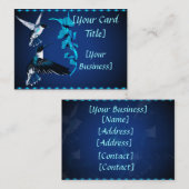 Carte de visite bleu de deux colibris (Devant / Derrière)