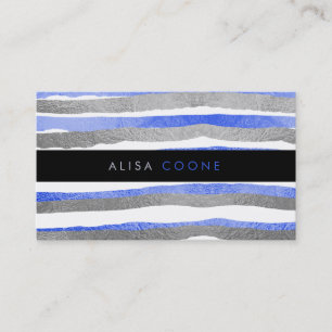 Carte De Visite Bleu de faux de PixDezines+rayures d'aluminium