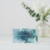 Carte De Visite Bleu de feuillage d'hiver enchâssé (Debout devant)