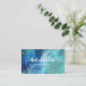 Carte de visite bleu de flocs d'or d'aquarelle de (Debout devant)