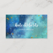 Carte de visite bleu de flocs d'or d'aquarelle de (Devant)