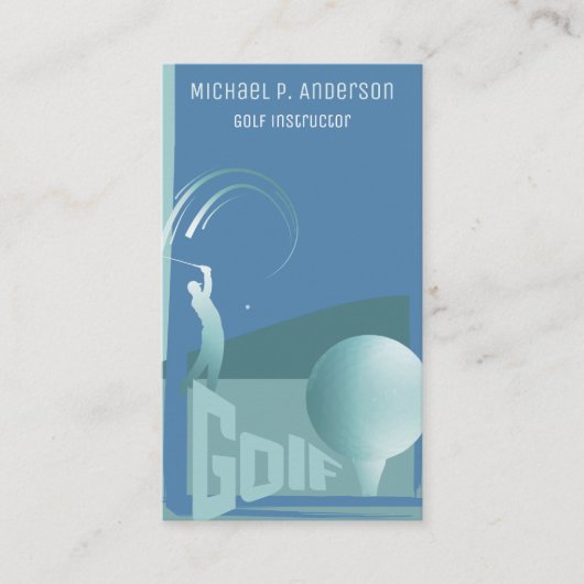 Carte de visite bleu de golf moniteur de golf mode (Devant)