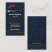 Carte de visite bleu de jeans de denim (Devant / Derrière)