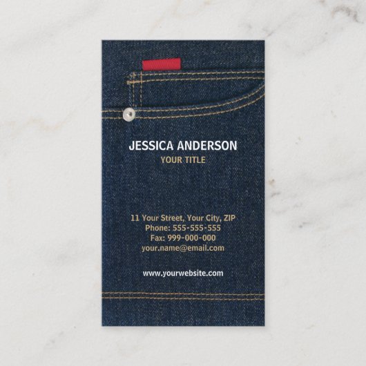 Carte de visite bleu de jeans de denim (Devant)