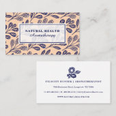 Carte De Visite Bleu de la Marine Naturelle Imprimer Botanique (Devant / Derrière)