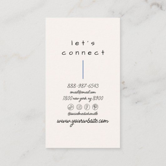 Carte De Visite Bleu de la marine Retro Turquoise main tiré rayure (Dos)