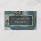 Carte De Visite Bleu de marbre liquide et or d'art abstrait (Dos)