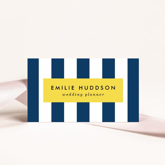 Carte De Visite Bleu de marine, Blancs, Motif rayé