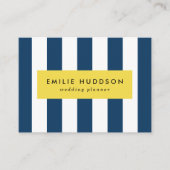 Carte De Visite Bleu de marine, Blancs, Motif rayé (Devant)