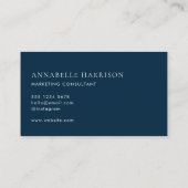 Carte De Visite Bleu de marine moderne | Script professionnel mini (Dos)