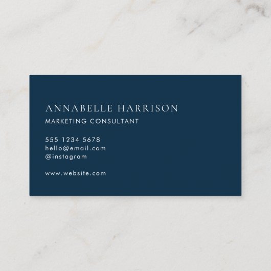 Carte De Visite Bleu de marine moderne | Script professionnel mini (Dos)