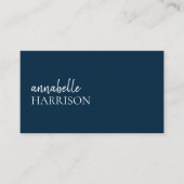 Carte De Visite Bleu de marine moderne | Script professionnel mini (Devant)