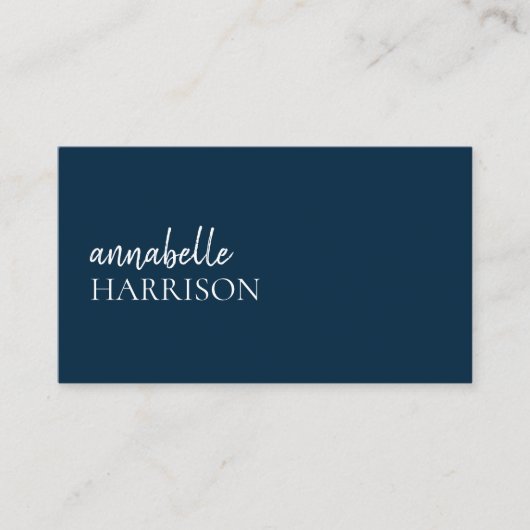 Carte De Visite Bleu de marine moderne | Script professionnel mini (Devant)
