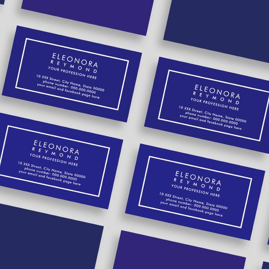 Carte De Visite Bleu de mer foncé élégant