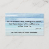 Carte de visite bleu de ministère d'église de (Dos)