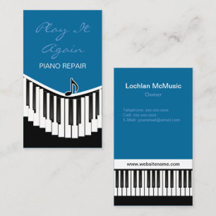 Carte De Visite Bleu de musique de piano