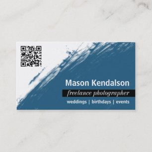 Carte de visite bleu de photographe de CODE de QR