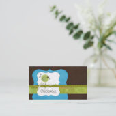 Carte de visite {bleu} de poulet (Debout devant)