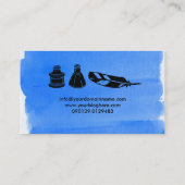 Carte De Visite Bleu de rédacteur de cannette de stylo-plume (Dos)