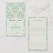 Carte de visite bleu de rendez-vous de damassé (Devant / Derrière)