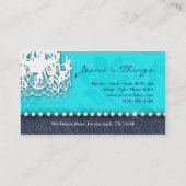 Carte De Visite Bleu de turquoise floral de lustre de diamants du (Dos)