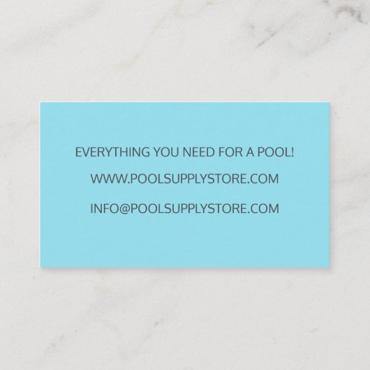 Carte De Visite Bleu d'eau Approvisionnement magasin / Réparation (Dos)