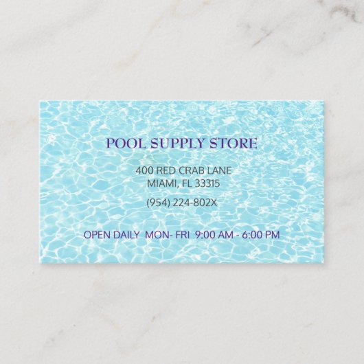 Carte De Visite Bleu d'eau Approvisionnement magasin / Réparation (Devant)