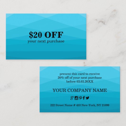 Carte De Visite Bleu dégradé polygonal (Devant / Derrière)