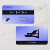 Carte De Visite Bleu Design Beauticien (Devant / Derrière)